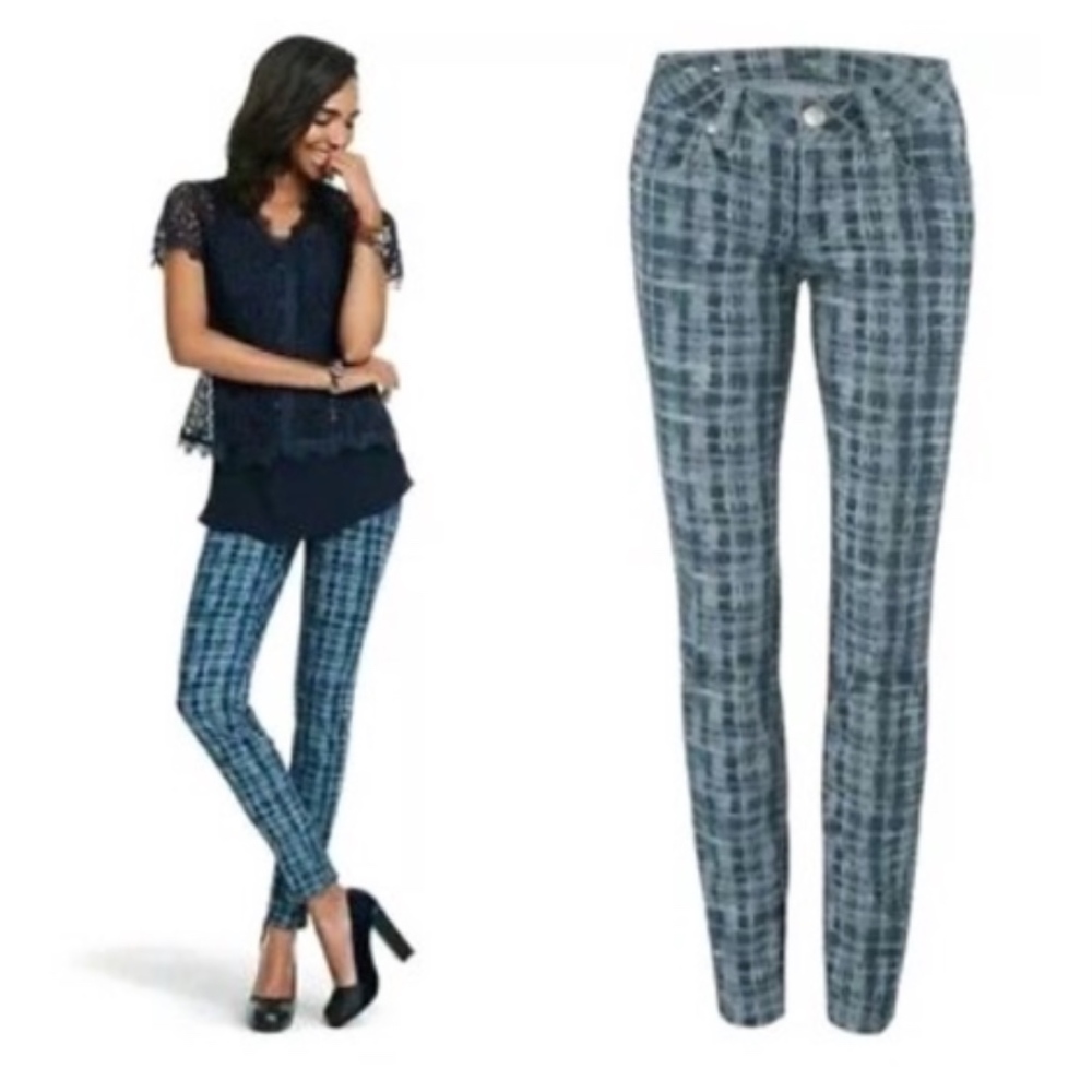 Cabi 3047 Grid Print Skinny Jeans Windowpane Plaid